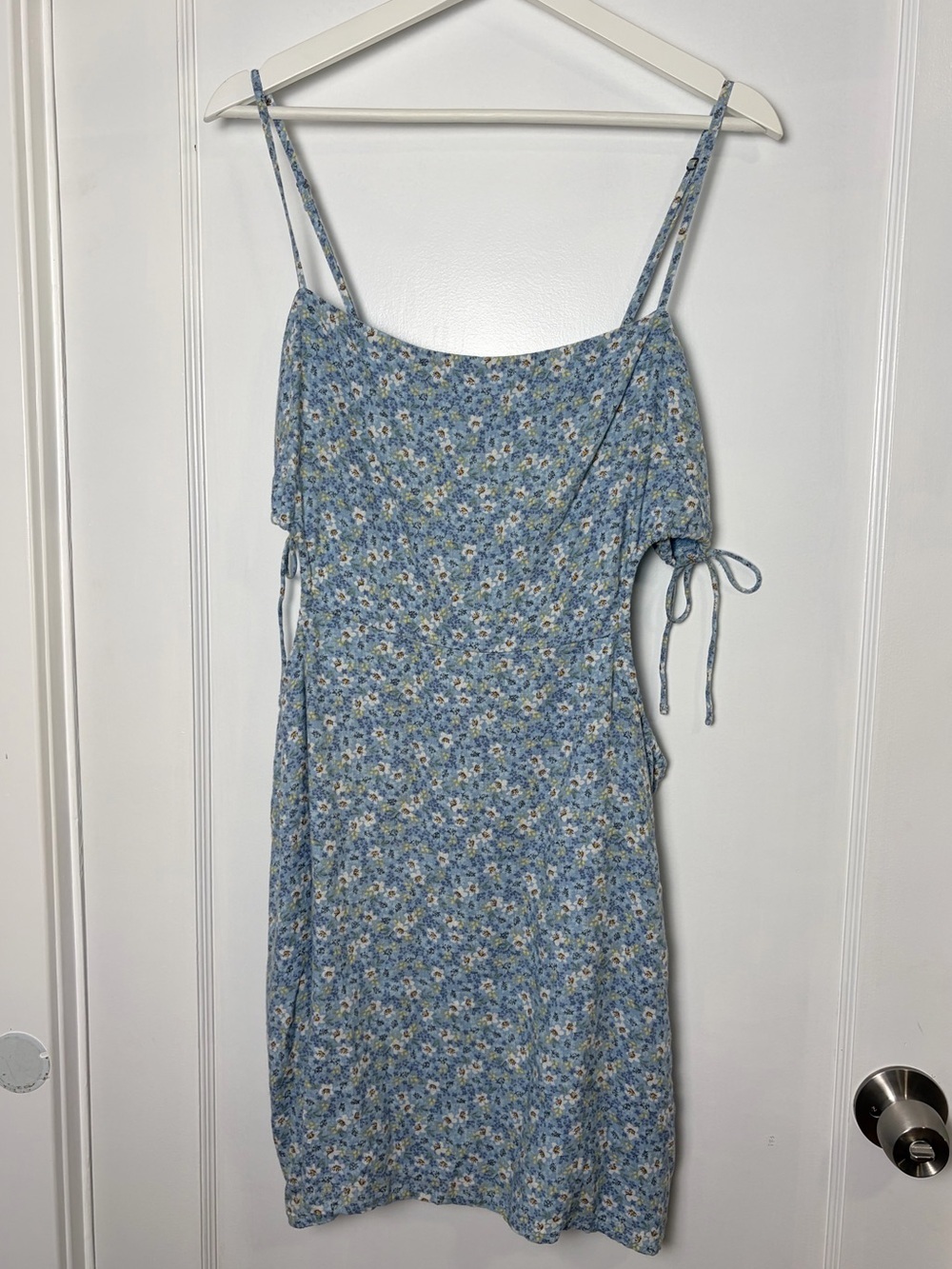 ABERCROMBIE & FITCH Linen Floral Dress Cutout Tie Large